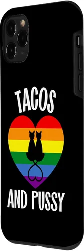 Vista 2 de Funda para iPhone 11 Pro Lesbian Pride Stuff Tacos and Pussy Cats Taco Lover Queer