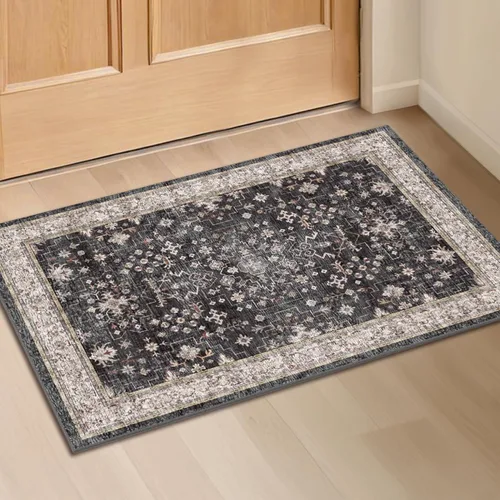 Vista 8 de Hazo Haus – Alfombra pequeña para entrada, cocina o baño, antideslizante con base de goma, resistente a las manchas y a la decoloración, diseño