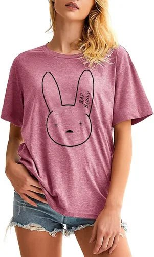 Vista 3 de Camisa de conejo malo para mujer, camiseta divertida con gráfico de conejo, camisa de hip hop, camisa de Pascua, camisetas inspiradoras cristianas