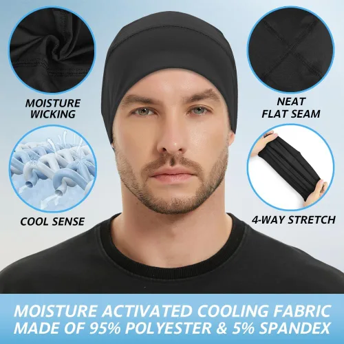 Vista 2 de Headshion Gorras refrescantes de calavera para hombres y mujeres, paquete de 2 unidades, forro de casco fino y ligero para ciclismo