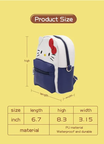 Vista 4 de Mini mochila kawaii de anime para niñas + llavero anime, mochila de cosplay linda muñeca bolso de hombro, Azul marino, Mochilas de viaje