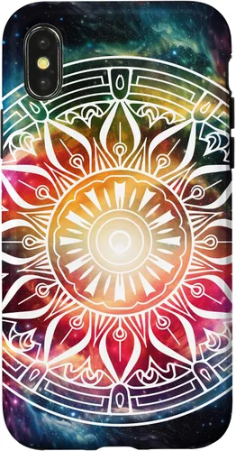 Vista 4 de Funda para iPhone 14, mandala espiritual, hippie y bohemio, meditación de flores para mujer