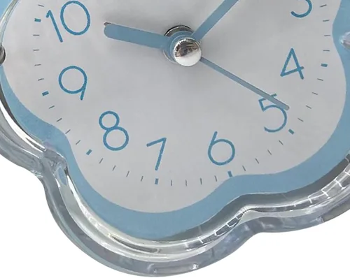 Vista 6 de Reloj despertador, lindo reloj despertador en forma de flor, silencioso, de bajo ruido, transparente, pequeño reloj despertador para sala de estar