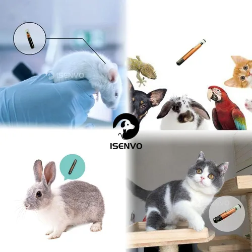 Vista 4 de 2 paquetes, microchips para mascotas ISENVO de 1,25x7mm, 134,2khz, chip de implante animal de registro, microchip FDX-B para identificación