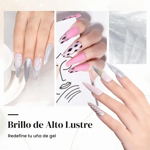 Vista 4 de Esmalte de uñas magnético con purpurina plateada de 0.3 fl oz Manicura de uñas DIY en casa Soak Off UV Gel con imán