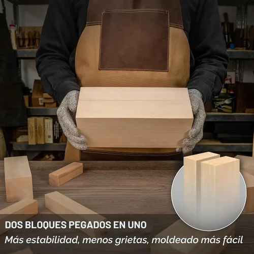Vista 3 de BeaverCraft Bloques de tallado de tilo BW1 Bloque de madera grande de 10 x 4 x 4 pulgadas, madera de corte suave, madera de tilo para tallar, madera