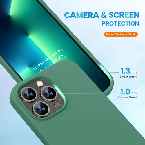 Vista 5 de Miracase Funda diseñada para iPhone 13 Pro Max con protector de pantalla, [forro de microfibra suave antiarañazos], funda protectora de silicona