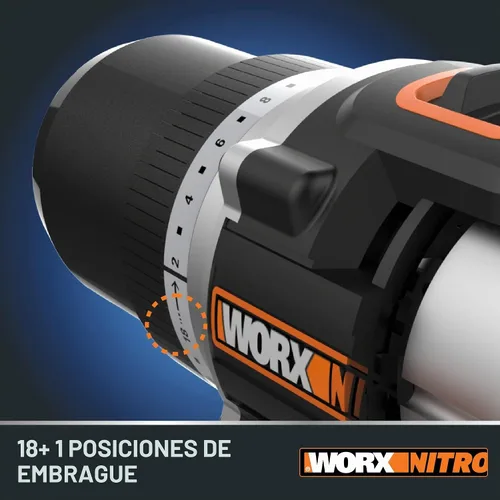 Vista 6 de Worx Nitro - Taladro percutor inalámbrico de 20V de 1/2" con motor sin escobillas, compacto y ligero de solo 6" y 3 libras, compatible con Power