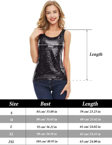 Vista 7 de SATINIOR Camiseta sin mangas con lentejuelas con purpurina para mujer, chaleco brillante, camisola con purpurina para mujeres y niñas
