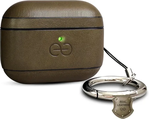 Vista 16 de Dreem Om - Funda para estuche con clip para llavero compatible con AirPods 1 y 2, funda de cuero vegano para Airpods para hombres y mujeres, Negro