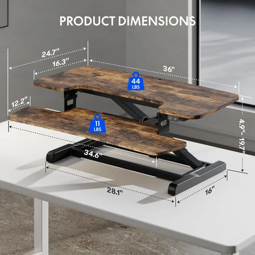 Vista 23 de FLEXISPOT Convertidor eléctrico de escritorio de pie de 32 pulgadas, elevador de escritorio motorizado para sentarse a pie, monitor de escritorio