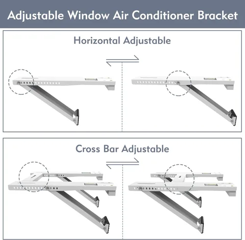Vista 5 de Flamorrow Soporte de aire acondicionado de ventana, soporte de aire acondicionado resistente con 2 brazos, soporte universal de CA para ventana