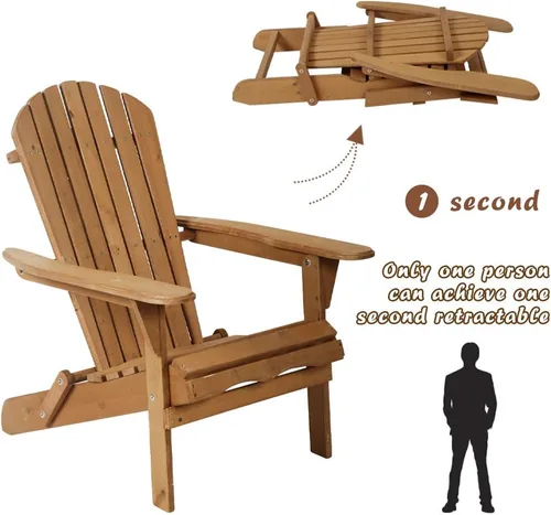 Vista 7 de Dkeli Adirondack - Silla de patio al aire libre, plegable, resistente a la intemperie, con brazos, silla reclinable de madera maciza para hoguera
