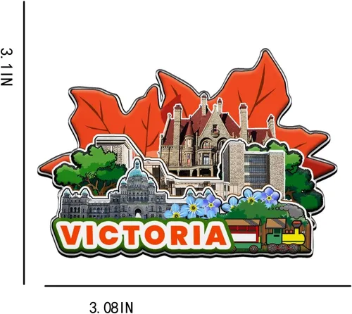 Vista 3 de Imán de madera para nevera de Victoria Canada 3D, monumentos coleccionables, recuerdos de viaje, decoración hecha a mano -2163