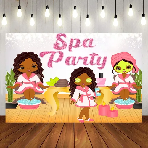 Vista 11 de Telones de fondo de fiesta de spa para niños para fotografía de cumpleaños 10 para niñas, fiesta de spa, día de spa, telón de fondo fotográfico