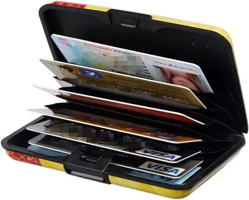 Vista 5 de Cartera de metal para tarjetas de crédito en aluminio con bloqueo RFID para hombres y mujeres