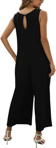 Vista 6 de Nfsion Mono de verano para mujer, casual, holgado, sin mangas, cuello redondo, con bolsillos