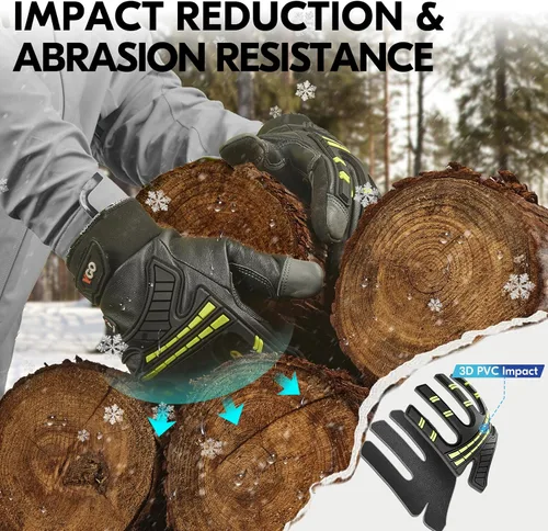 Vista 4 de Vgo... Winter -4°F Waterproof Leather Touchscreen Work Gloves (GA8954FW)