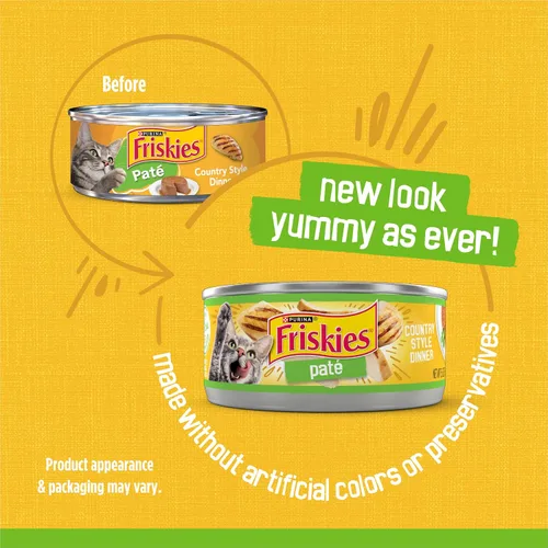 Vista 2 de Purina Friskies Country Style Dinner - Alimento húmedo para gatos, (24) latas de 5.5 onzas