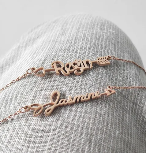 Vista 3 de Aoloshow Customized Custom Name Necklace Personalized Custom Any Initial Plated Handwriting Nameplate Necklace Gift for Womens Girls