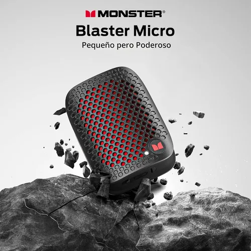 Vista 2 de Monster Blaster Micro Altavoz Bluetooth Portátil, Altavoz Inalámbrico Pequeño Portátil con Clip, con Micrófono Integrado (No Magnético), IPX7