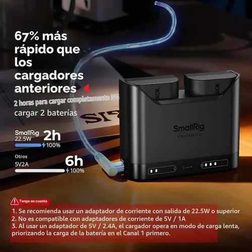 Vista 3 de SMALLRIG LP-E6NH Juego de baterías para Canon, 22.5W doble ranura 2H carga