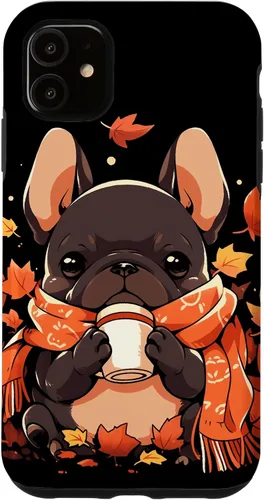 Vista 8 de French Bulldog Fall Autumn Pumpkin Spice Latte Frenchie Dog Case for iPhone 17