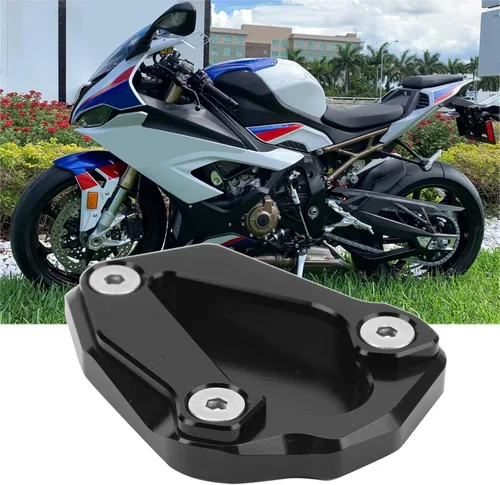 Vista 5 de Extensor de pata de cabra de motocicleta, almohadilla de extensión de soporte lateral para pie, placa de soporte de aleación de aluminio