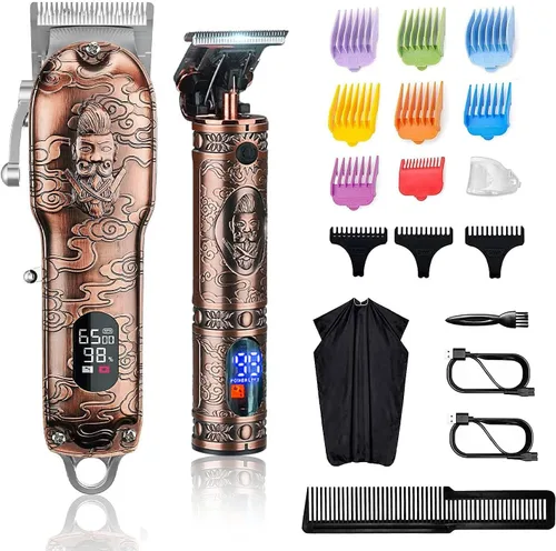 Vista 9 de Suttik Juego de cortapelos profesional para hombres, kit de peluquería y recortadora, afeitadoras eléctricas de aluminio para hombres con estuche