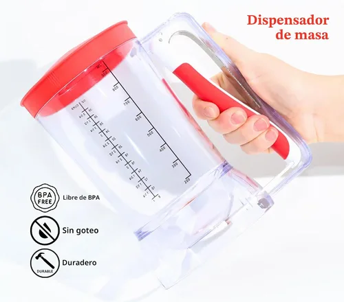 Vista 3 de Vertedor de panqueques y dispensador de masa para cupcakes sin desorden Capacidad de 4 tazas Control de vertido de precisión y mango fácil
