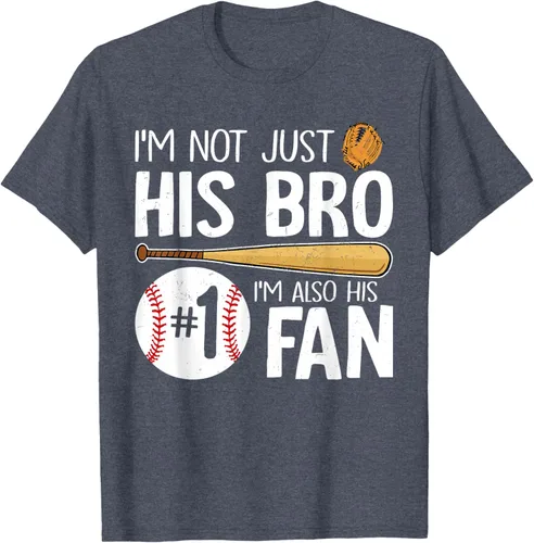 Vista 88 de Camiseta Baseball Brother I'm Not Just His Bro I'm His Number One Fan, Negro