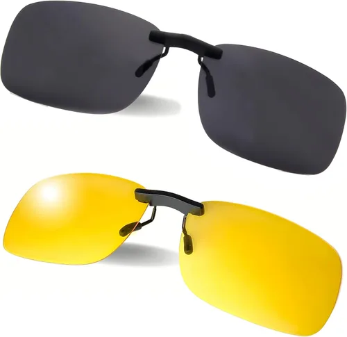 Vista 9 de BLUE CUT Gafas de sol con clip polarizadas para visión nocturna y conducción, bloqueador UV 400 para usar sobre gafas de prescripción