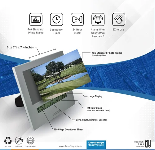 Vista 3 de Reloj de cuenta regresiva de jubilación 2020 con pantalla digital grande, temporizador de día son divertidos artilugios de golf y regalos
