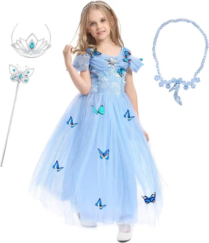 Vista 3 de Familycrazy Princess Dresses for Girls Cinderella Costume Toddler Halloween Christmas Cosplay Butterfly Fairy Fancy Dress