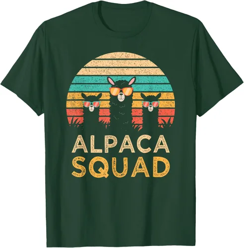 Vista 65 de Divertidas gafas de sol de escuadrón de alpaca Cool Alpacas Vintage Gift T-Shirt, Negro, S