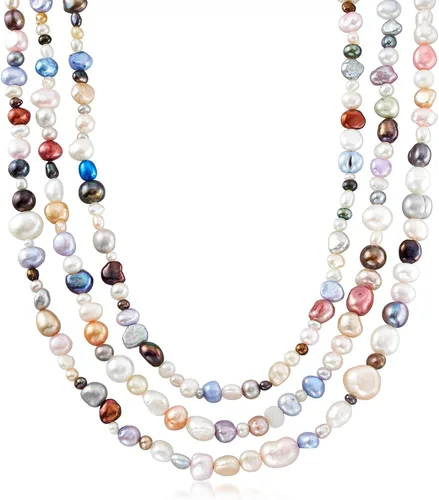Vista 5 de Ross-Simons Conjunto de joyas de perlas barrocas cultivadas multicolor de 0.157-0.315 in 4 pulseras y collar. 64 pulgadas, Perla