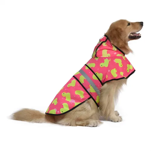 Vista 13 de HDE - Impermeable protector con capucha para perros y cachorros, tallas de la S a la XL (diseño de patos de goma, talla S)