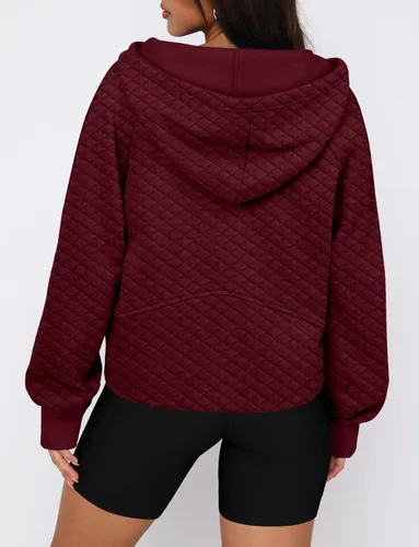 Vista 5 de BETTE BOUTIK Sudaderas con capucha atléticas con media cremallera para mujer, con forro polar, ropa de invierno 2023