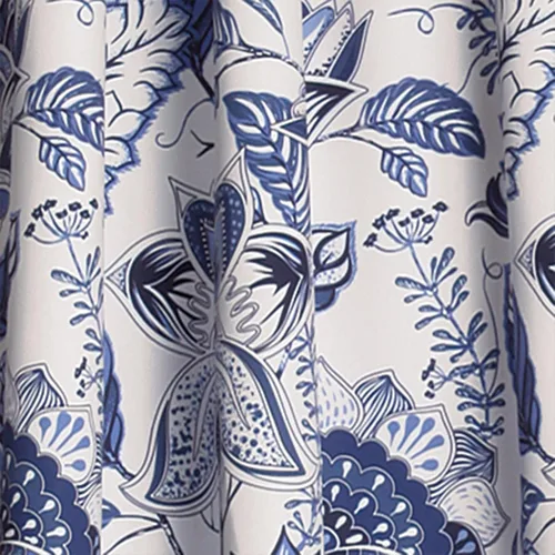 Vista 3 de Lush Decor, Blue Cynthia - Juego de cortinas de oscurecimiento jacobeas para sala, comedor, dormitorio, 108 pulgadas de largo, par de paneles Azul