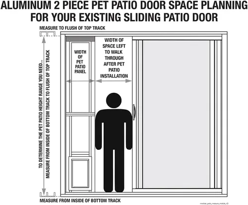 Vista 4 de Puerta modular de aluminio de patio para mascotas Ideal Pet Products, altura regulable 77 5/8 in – 80 3/4 in Molino (Plata)