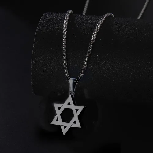 Vista 5 de Collar con dije de estrella de David para hombre, chapado en oro de 18 quilates, collar con dije de Magen David, joyería judía de acero inoxidable