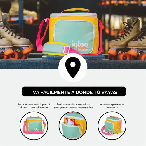 Vista 3 de Igloo Bolsa de Almuerzo Retro Cuadrada Refrigeradora