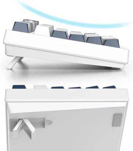 Vista 6 de Owpkeenthy Teclado mecánico para juegos con cable al 75 %, junta de 82 teclas con perilla de volumen, interruptor rojo lineal intercambiable