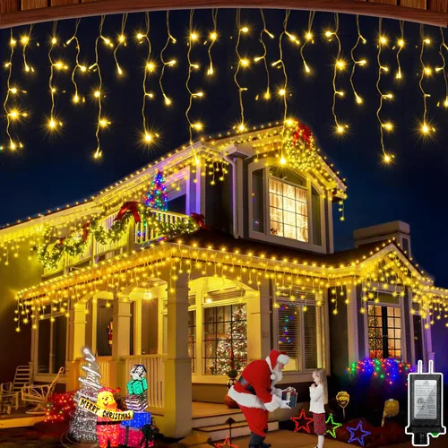 Vista 13 de 612 luces LED de Navidad de 60 pies con 136 caídas, 12 modos de iluminación, decoración navideña multicolor, luces centelleantes regulables 2-Varios