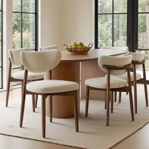 Vista 10 de VASAGLE Juego de 2 sillas de comedor de madera, sillas de cocina tapizadas con patas de madera maciza, respaldo curvado ergonómico, mango integrado