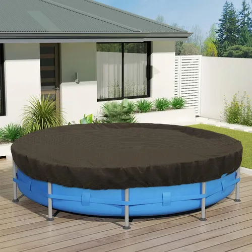 Vista 15 de ECOOPTS Cubierta redonda impermeable de poliéster para piscinas sobre el suelo, protector de cubierta de piscina de invierno (6 pies, turquesa)