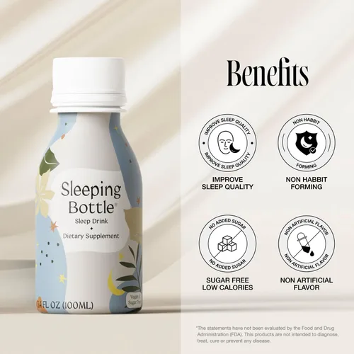 Vista 3 de Bebida Sleep Aid, sin melatonina, vegana, sin azúcar, sabor a cereza (3.4 onzas líquidas, paquete de 10)