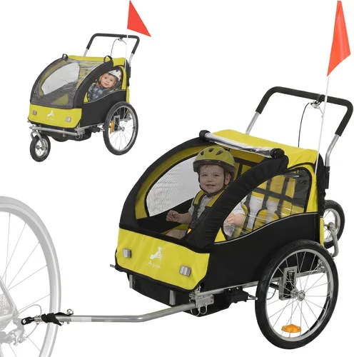 Vista 10 de Aosom Elite 360 - Remolque giratorio para bicicleta para niños, doble para niños, dos ruedas Negro