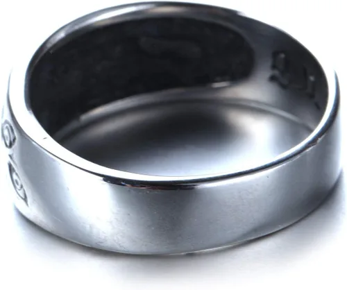 Vista 3 de PMTIER - Anillo vintage de acero inoxidable con grabado de ojo de dios para hombre, tono plateado