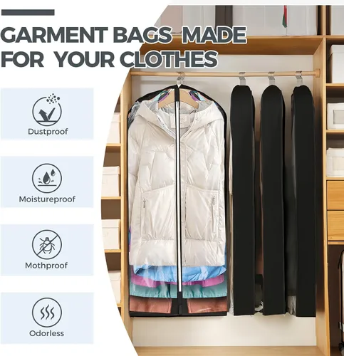 Vista 15 de 10 bolsas de ropa de 40 pulgadas para colgar ropa, bolsas transparentes para almacenamiento de ropa, bolsas de ropa para guardar ropa, bolsas